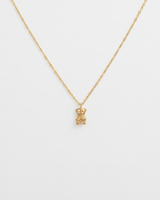 My Hug Is Always There Teddy Bear Vermeil Sterling Silver Necklace 17'' Length