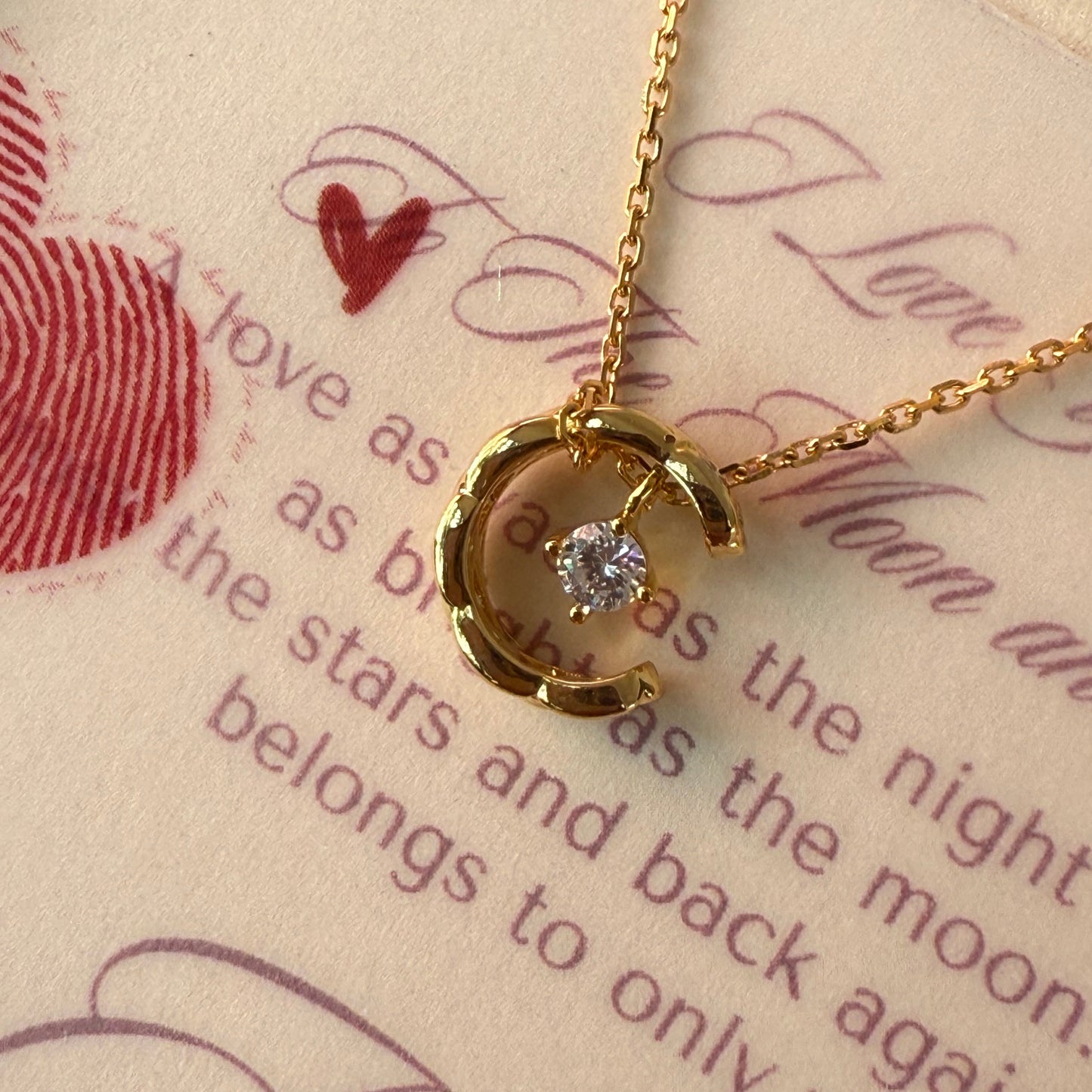 I Love You To The Moon And Back Vermeil Sterling Silver Necklace 17'' Length
