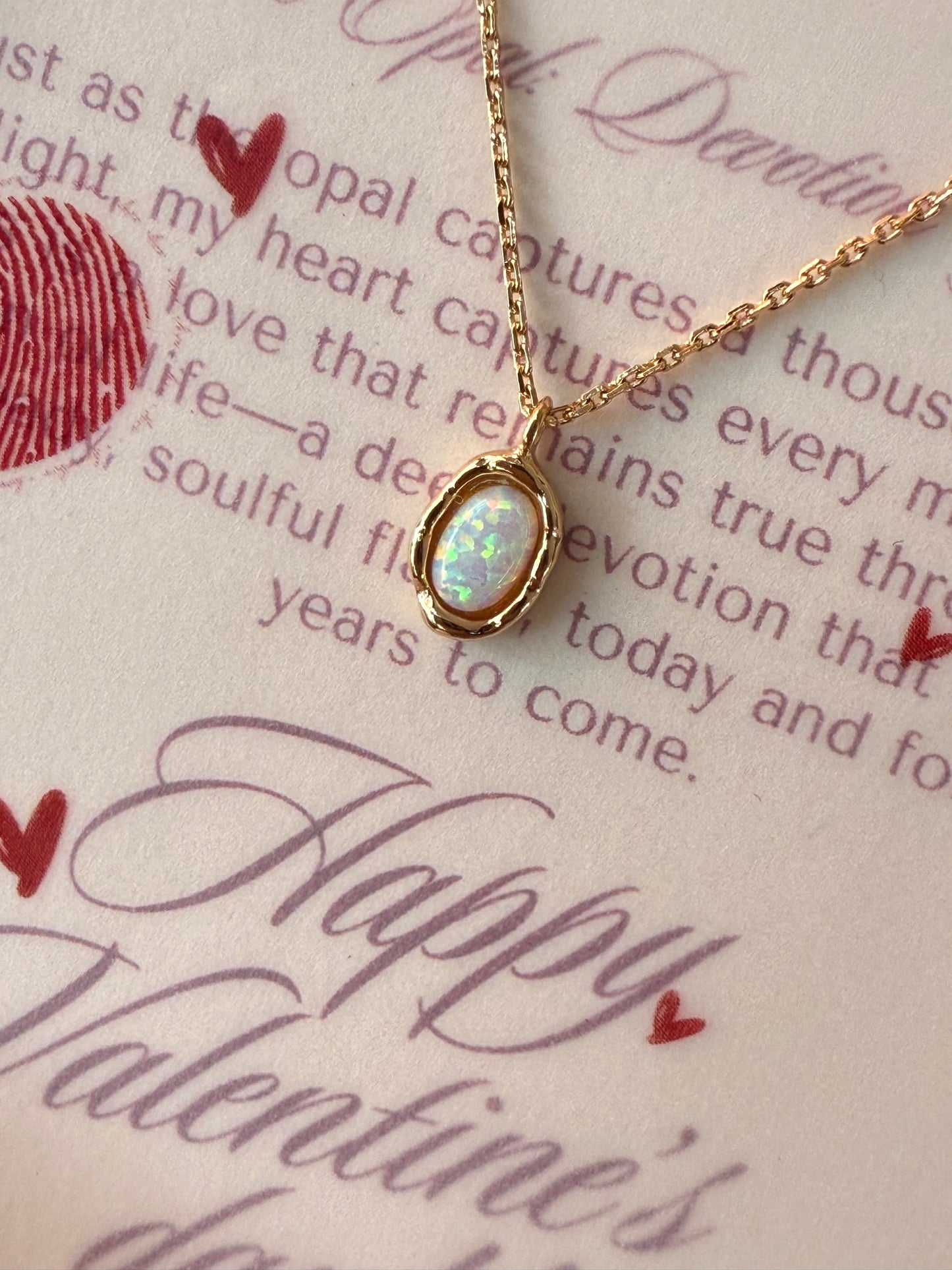 Opal Of Devotion Vermeil Sterling Silver Necklace 17'' Length
