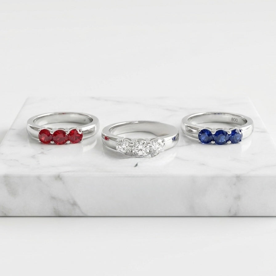 Heirloom Gemstone Ring: Midnight Sapphire, Ruby Red & Classic Brilliance