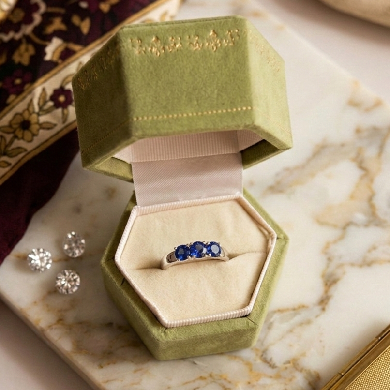 Heirloom Gemstone Ring: Midnight Sapphire, Ruby Red & Classic Brilliance