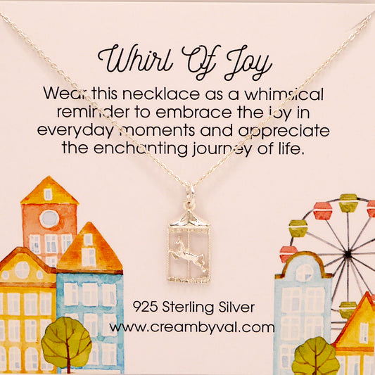 Whirl Of Joy Carousel Childhood Merry-Go-Round Horse Sterling Silver Necklace 18'' Length