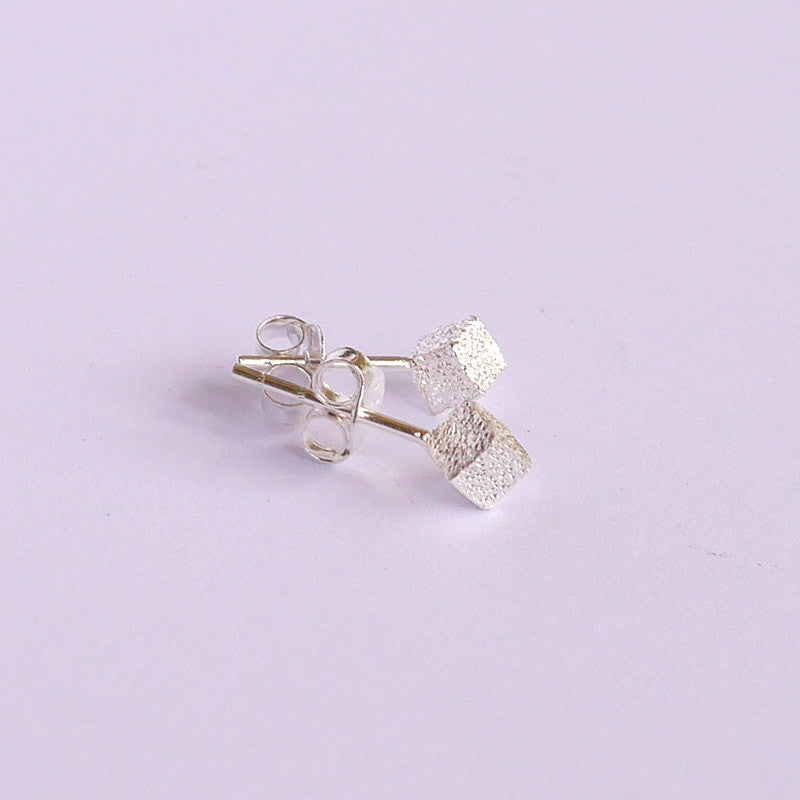 Tiny Cube Stardust Studs Earrings