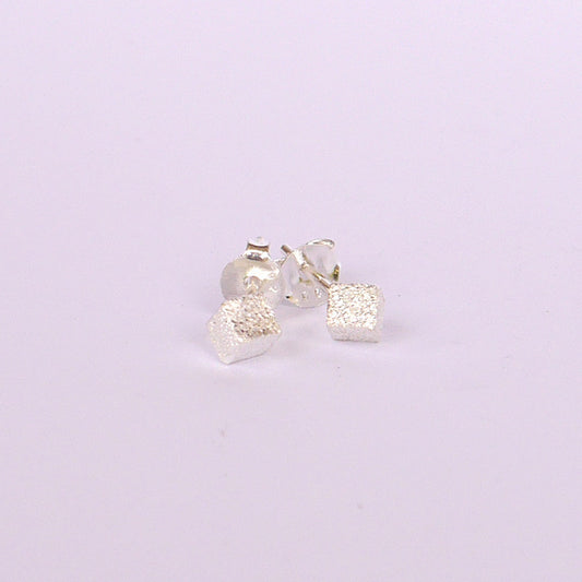 Tiny Cube Stardust Studs Earrings