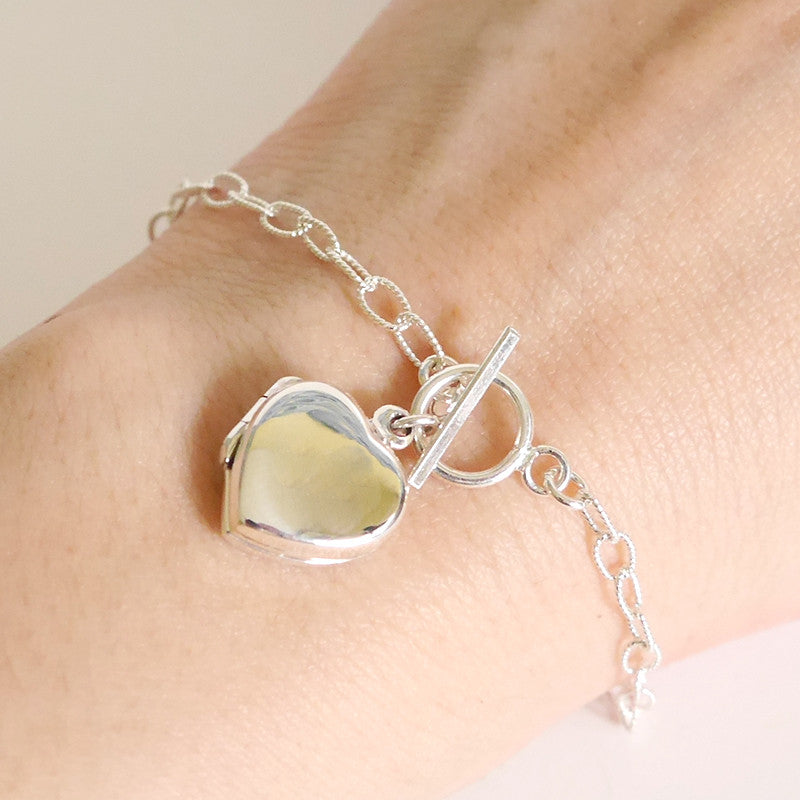 Heart Locket Sterling Silver Bracelet