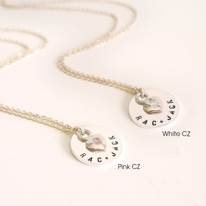 Personalized Necklace With Heart CZ
