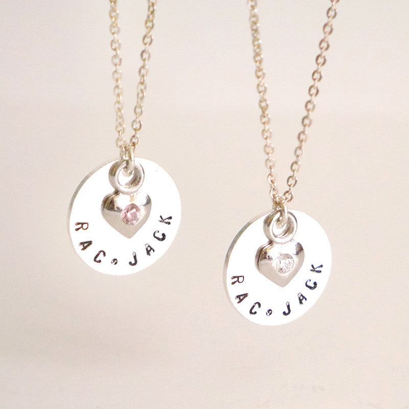 Personalized Necklace With Heart CZ