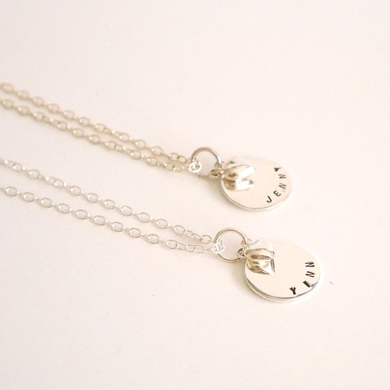 Round Tag Necklace With Heart Charm