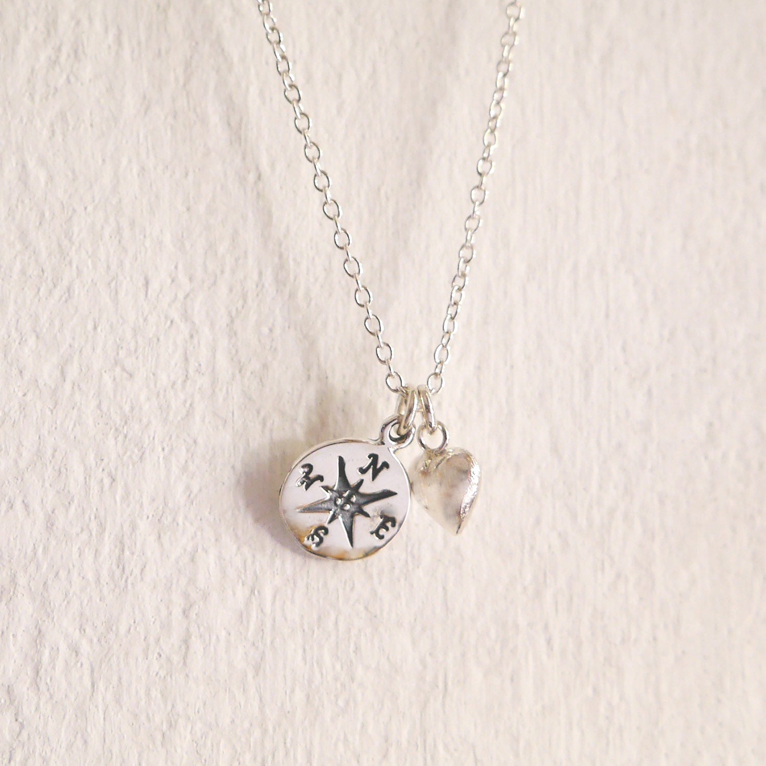 silver compass necklace